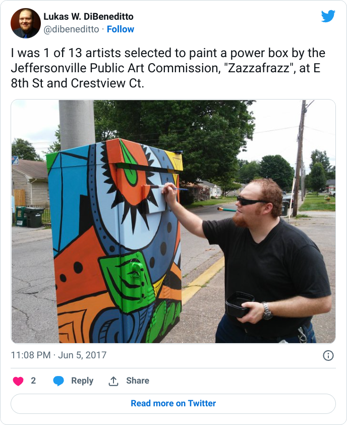 Lukas W. DiBeneditto is featured on Purdue University Social Media for his Commissioned Public Art Power Box Zazzafrazz.