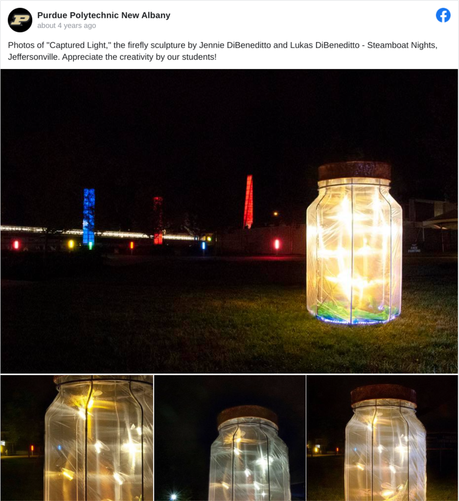 Lukas W. DiBeneditto is featured on Purdue University Social Media for his Commissioned Public Art Installation Captured Light.